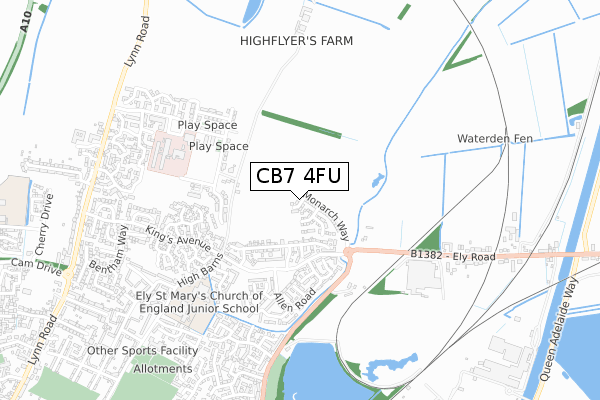 CB7 4FU map - small scale - OS Open Zoomstack (Ordnance Survey)