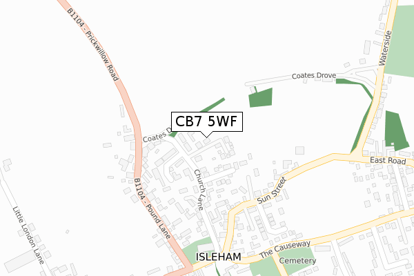 CB7 5WF map - large scale - OS Open Zoomstack (Ordnance Survey)