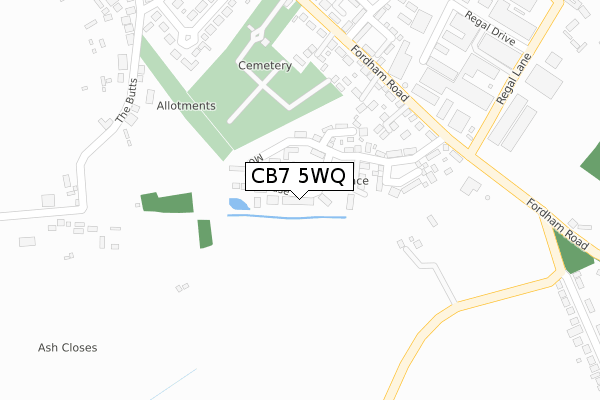 CB7 5WQ map - large scale - OS Open Zoomstack (Ordnance Survey)