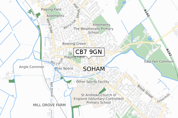 CB7 9GN map - small scale - OS Open Zoomstack (Ordnance Survey)