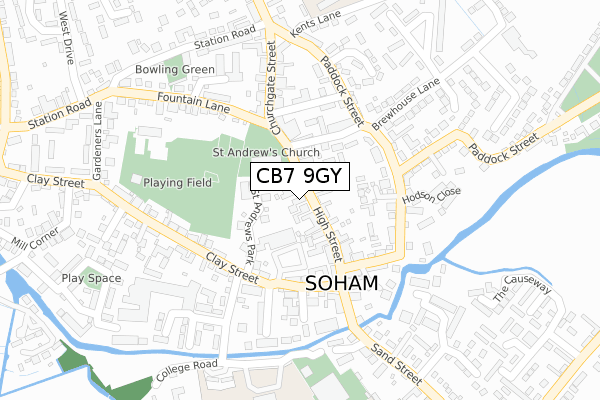 CB7 9GY map - large scale - OS Open Zoomstack (Ordnance Survey)