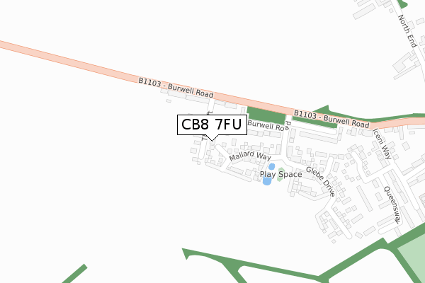 CB8 7FU map - large scale - OS Open Zoomstack (Ordnance Survey)