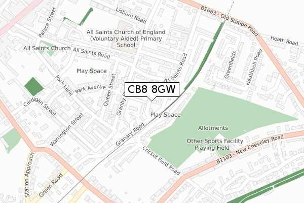 CB8 8GW map - large scale - OS Open Zoomstack (Ordnance Survey)