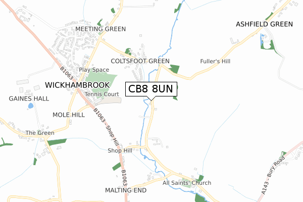 CB8 8UN map - small scale - OS Open Zoomstack (Ordnance Survey)