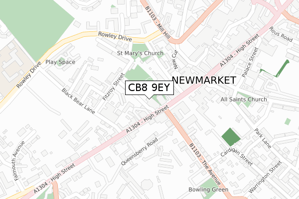 CB8 9EY map - large scale - OS Open Zoomstack (Ordnance Survey)