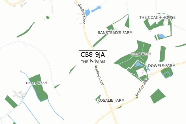 CB8 9JA map - small scale - OS Open Zoomstack (Ordnance Survey)