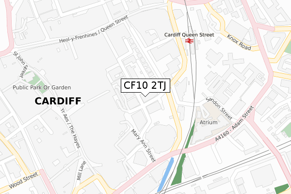 CF10 2TJ map - large scale - OS Open Zoomstack (Ordnance Survey)