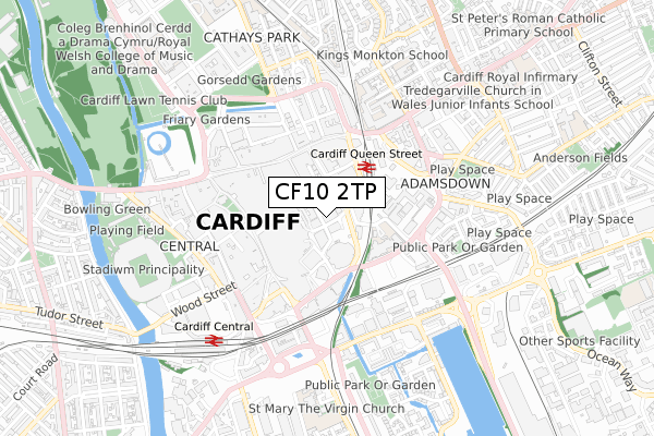 CF10 2TP map - small scale - OS Open Zoomstack (Ordnance Survey)