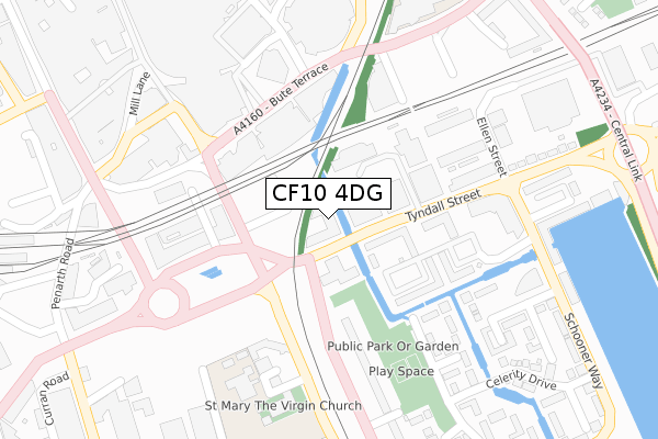 CF10 4DG map - large scale - OS Open Zoomstack (Ordnance Survey)