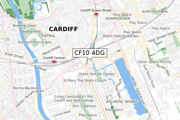 CF10 4DG map - small scale - OS Open Zoomstack (Ordnance Survey)