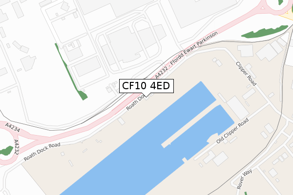 CF10 4ED map - large scale - OS Open Zoomstack (Ordnance Survey)