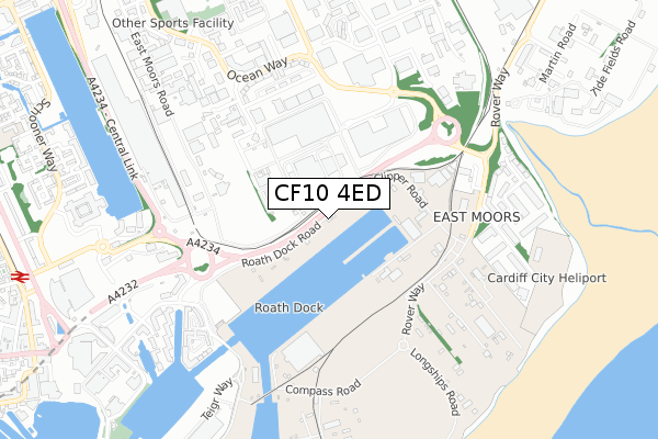 CF10 4ED map - small scale - OS Open Zoomstack (Ordnance Survey)