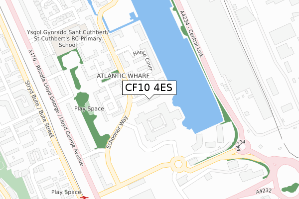 CF10 4ES map - large scale - OS Open Zoomstack (Ordnance Survey)