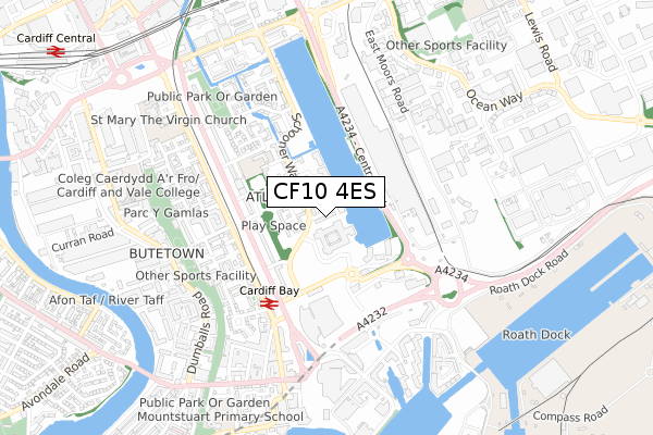 CF10 4ES map - small scale - OS Open Zoomstack (Ordnance Survey)