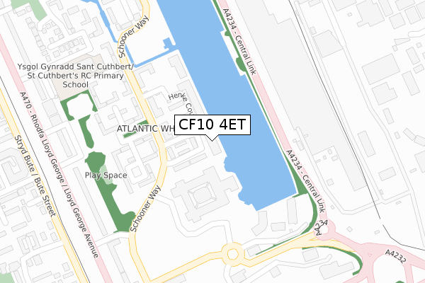 CF10 4ET map - large scale - OS Open Zoomstack (Ordnance Survey)