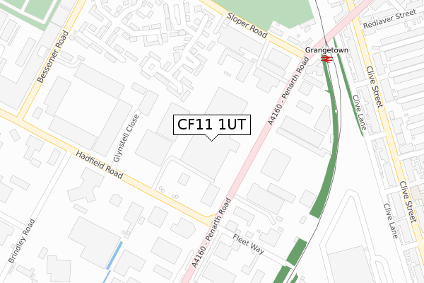 CF11 1UT map - large scale - OS Open Zoomstack (Ordnance Survey)