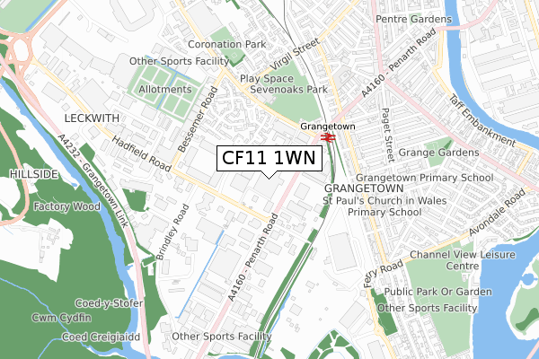 CF11 1WN map - small scale - OS Open Zoomstack (Ordnance Survey)