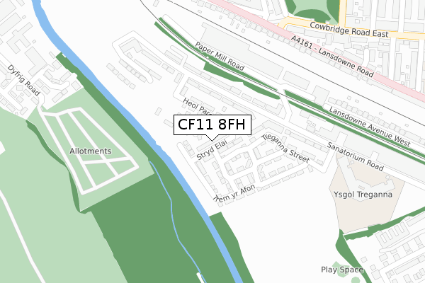 CF11 8FH map - large scale - OS Open Zoomstack (Ordnance Survey)