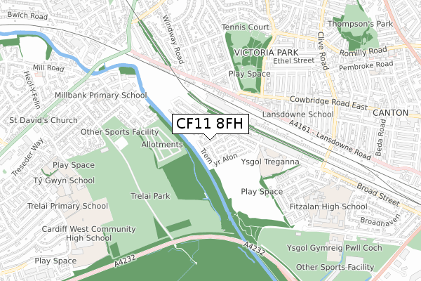 CF11 8FH map - small scale - OS Open Zoomstack (Ordnance Survey)