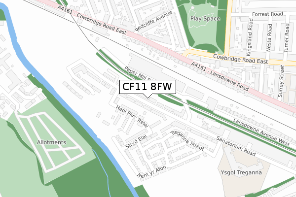 CF11 8FW map - large scale - OS Open Zoomstack (Ordnance Survey)