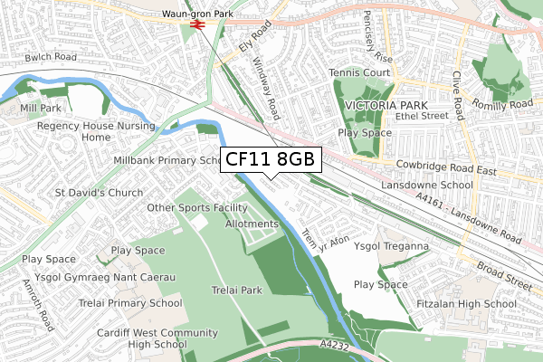 CF11 8GB map - small scale - OS Open Zoomstack (Ordnance Survey)