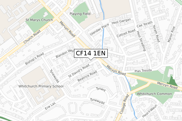 CF14 1EN map - large scale - OS Open Zoomstack (Ordnance Survey)