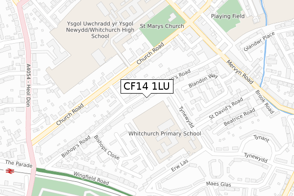 CF14 1LU map - large scale - OS Open Zoomstack (Ordnance Survey)