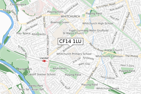 CF14 1LU map - small scale - OS Open Zoomstack (Ordnance Survey)