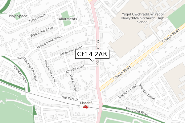 CF14 2AR map - large scale - OS Open Zoomstack (Ordnance Survey)