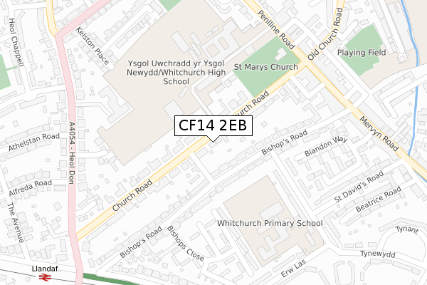 CF14 2EB map - large scale - OS Open Zoomstack (Ordnance Survey)