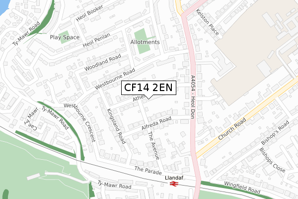 CF14 2EN map - large scale - OS Open Zoomstack (Ordnance Survey)