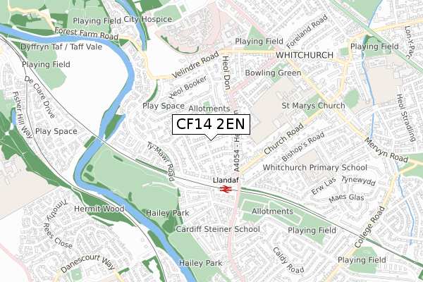 CF14 2EN map - small scale - OS Open Zoomstack (Ordnance Survey)