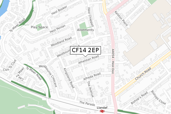 CF14 2EP map - large scale - OS Open Zoomstack (Ordnance Survey)