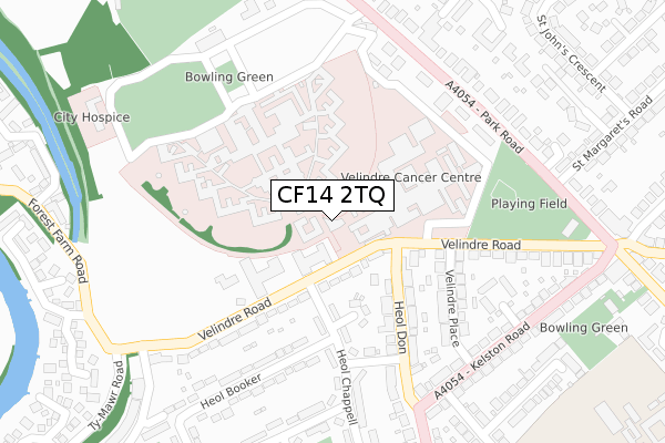 CF14 2TQ map - large scale - OS Open Zoomstack (Ordnance Survey)