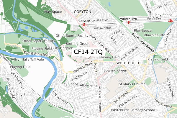 CF14 2TQ map - small scale - OS Open Zoomstack (Ordnance Survey)