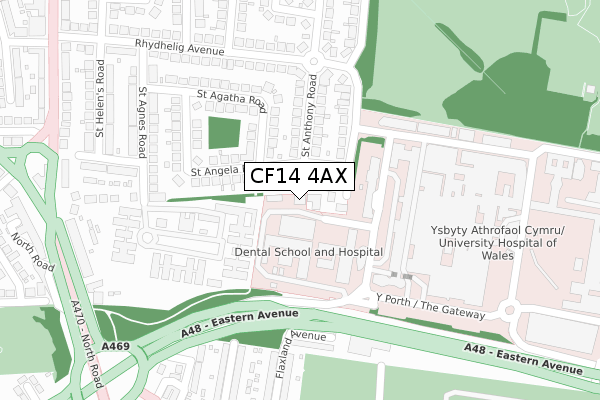 CF14 4AX map - large scale - OS Open Zoomstack (Ordnance Survey)