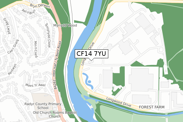 CF14 7YU map - large scale - OS Open Zoomstack (Ordnance Survey)