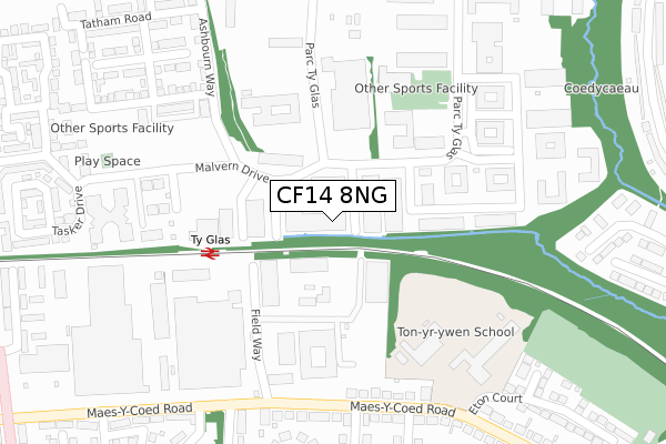 CF14 8NG map - large scale - OS Open Zoomstack (Ordnance Survey)