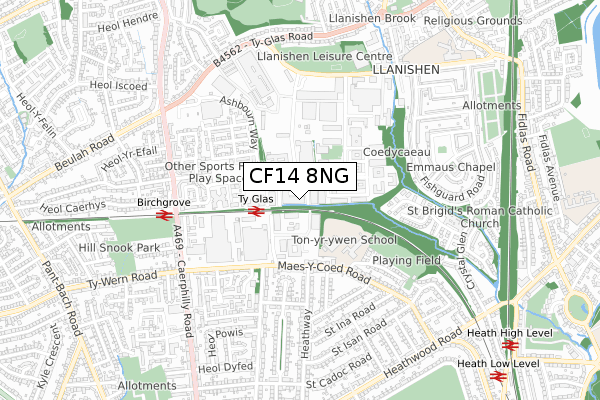 CF14 8NG map - small scale - OS Open Zoomstack (Ordnance Survey)