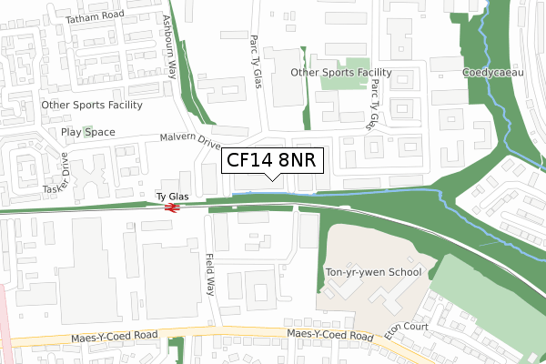 CF14 8NR map - large scale - OS Open Zoomstack (Ordnance Survey)