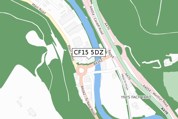 CF15 5DZ map - large scale - OS Open Zoomstack (Ordnance Survey)