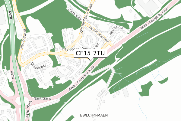 CF15 7TU map - large scale - OS Open Zoomstack (Ordnance Survey)