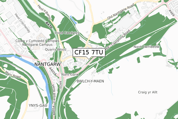 CF15 7TU map - small scale - OS Open Zoomstack (Ordnance Survey)