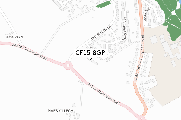 CF15 8GP map - large scale - OS Open Zoomstack (Ordnance Survey)