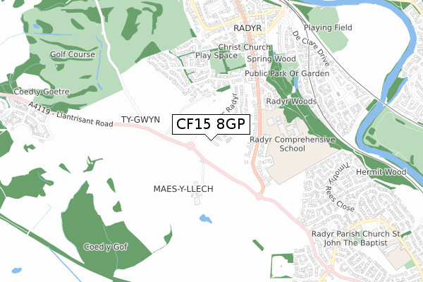 CF15 8GP map - small scale - OS Open Zoomstack (Ordnance Survey)