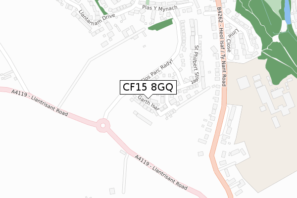 CF15 8GQ map - large scale - OS Open Zoomstack (Ordnance Survey)