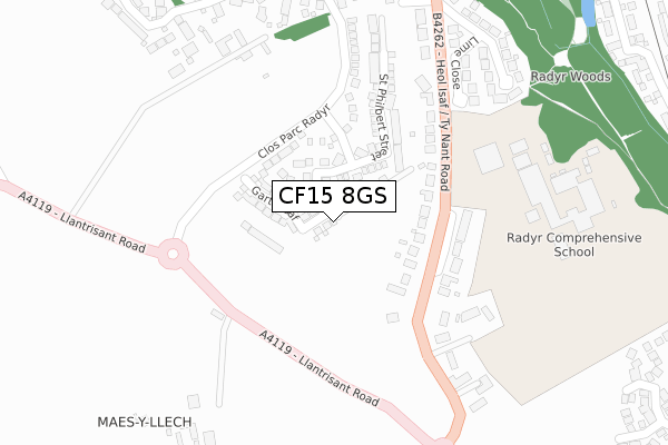 CF15 8GS map - large scale - OS Open Zoomstack (Ordnance Survey)