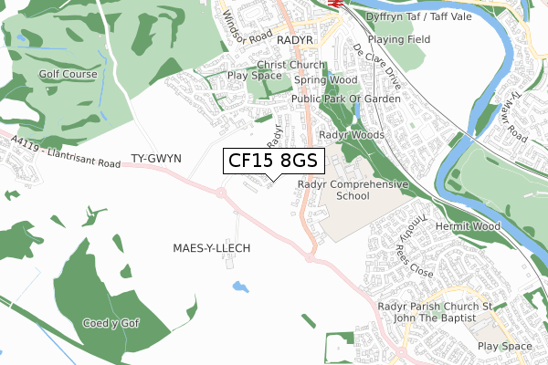 CF15 8GS map - small scale - OS Open Zoomstack (Ordnance Survey)