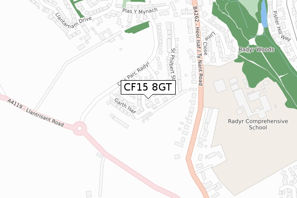 CF15 8GT map - large scale - OS Open Zoomstack (Ordnance Survey)