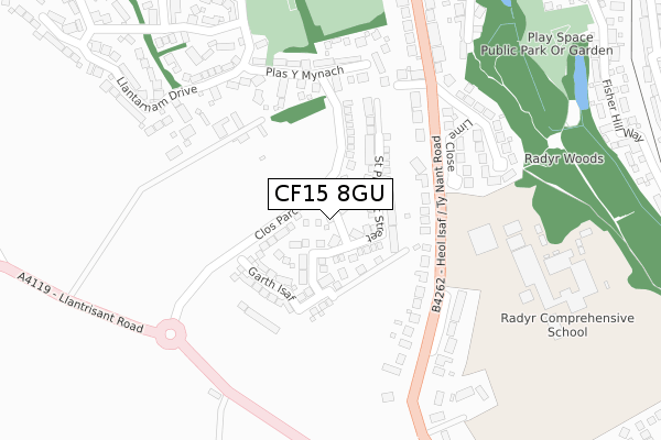 CF15 8GU map - large scale - OS Open Zoomstack (Ordnance Survey)